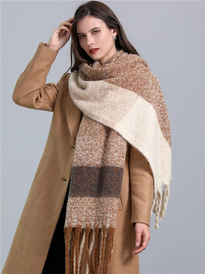Women's Wool Scarf Knit Oversized Long Fringe Blanket Wrap
