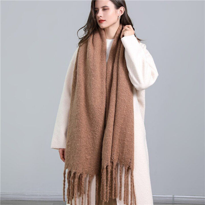 Women's Wool Scarf Knit Oversized Long Fringe Blanket Wrap