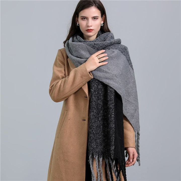 Women's Wool Scarf Knit Oversized Long Fringe Blanket Wrap