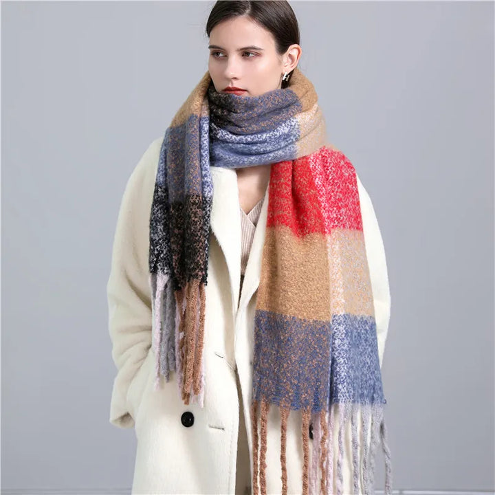 Women's Wool Scarf Knit Oversized Long Fringe Blanket Wrap
