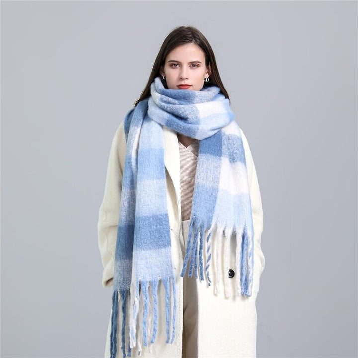 Women's Wool Scarf Knit Oversized Long Fringe Blanket Wrap