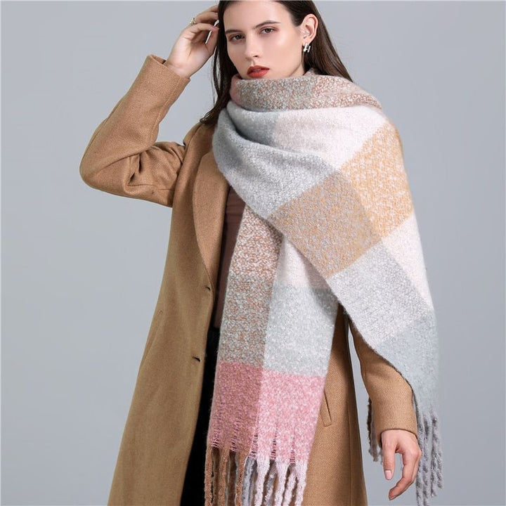 Women's Wool Scarf Knit Oversized Long Fringe Blanket Wrap
