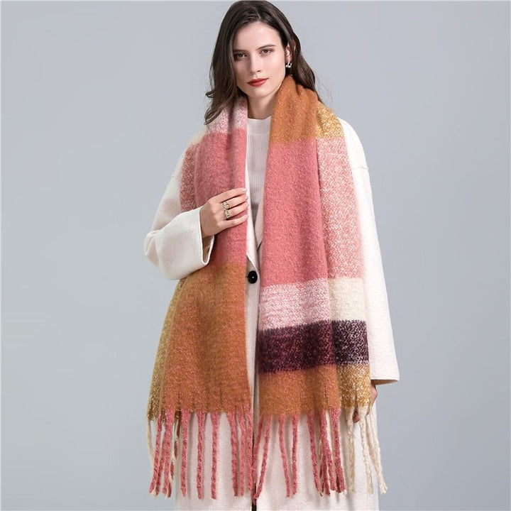 Women's Wool Scarf Knit Oversized Long Fringe Blanket Wrap