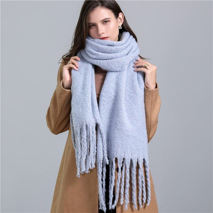 Women's Wool Scarf Knit Oversized Long Fringe Blanket Wrap