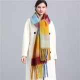 Women's Wool Scarf Knit Oversized Long Fringe Blanket Wrap
