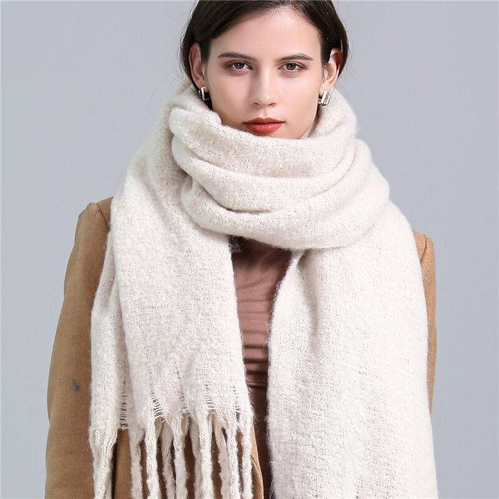 Women's Wool Scarf Knit Oversized Long Fringe Blanket Wrap