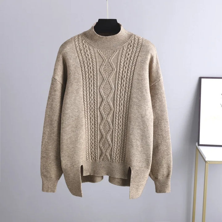 Women's Wool Cable Knit Sweater and Trousers 2 Piece Set