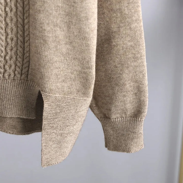 Women's Wool Cable Knit Sweater and Trousers 2 Piece Set