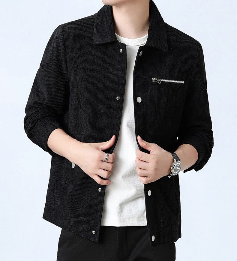 Veste en velours côtelé pour homme, manches longues, boutonnée, vêtement d'extérieur décontracté