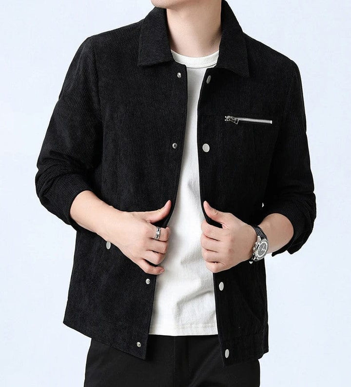 Veste en velours côtelé pour homme, manches longues, boutonnée, vêtement d'extérieur décontracté