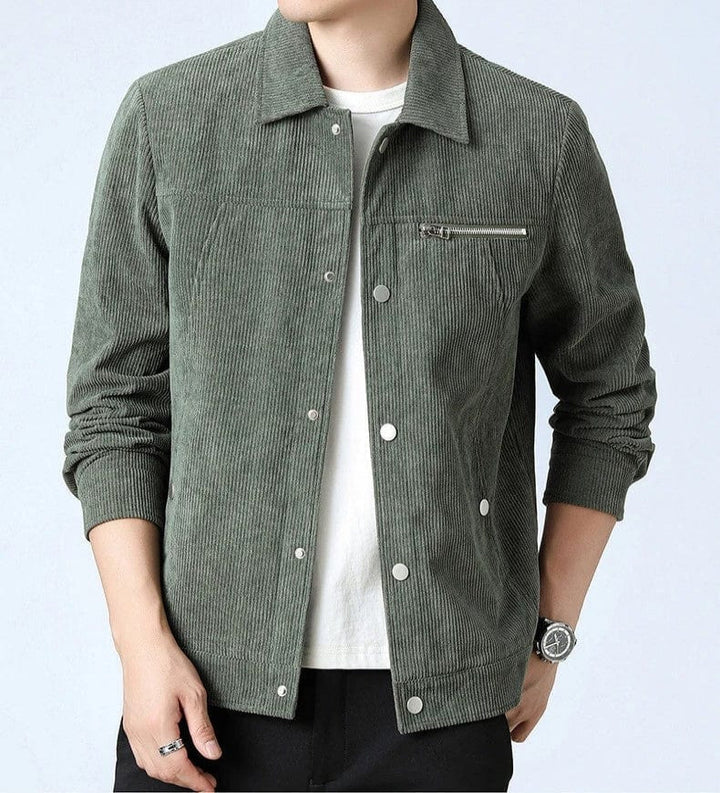 Veste en velours côtelé pour homme, manches longues, boutonnée, vêtement d'extérieur décontracté