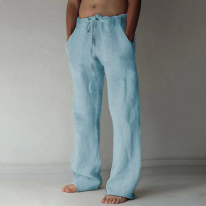 Men's Loose-Fit Wide-Leg Linen Trousers