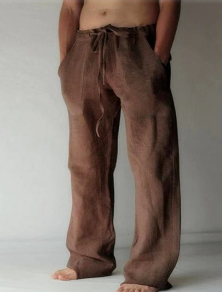 Men's Loose-Fit Wide-Leg Linen Trousers