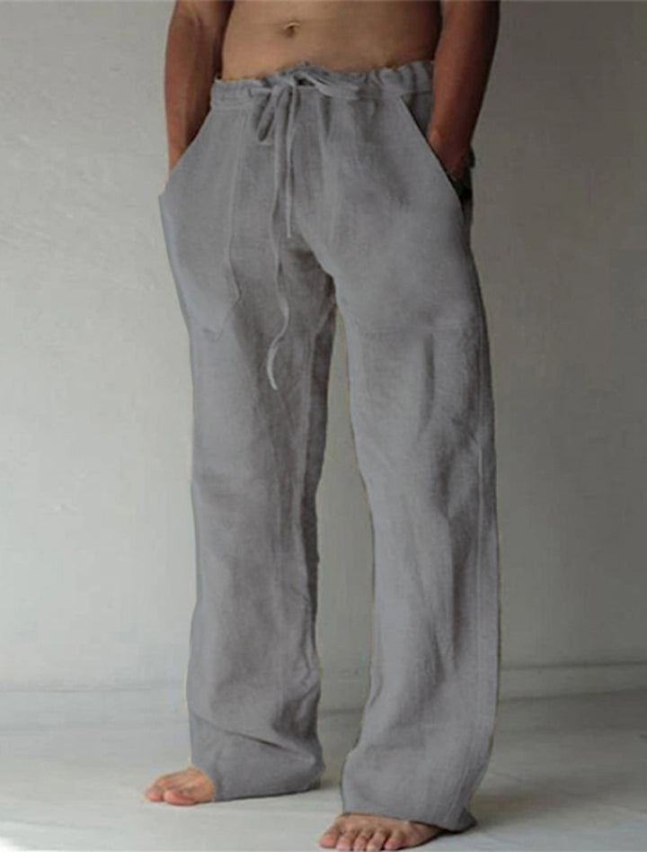 Men's Loose-Fit Wide-Leg Linen Trousers