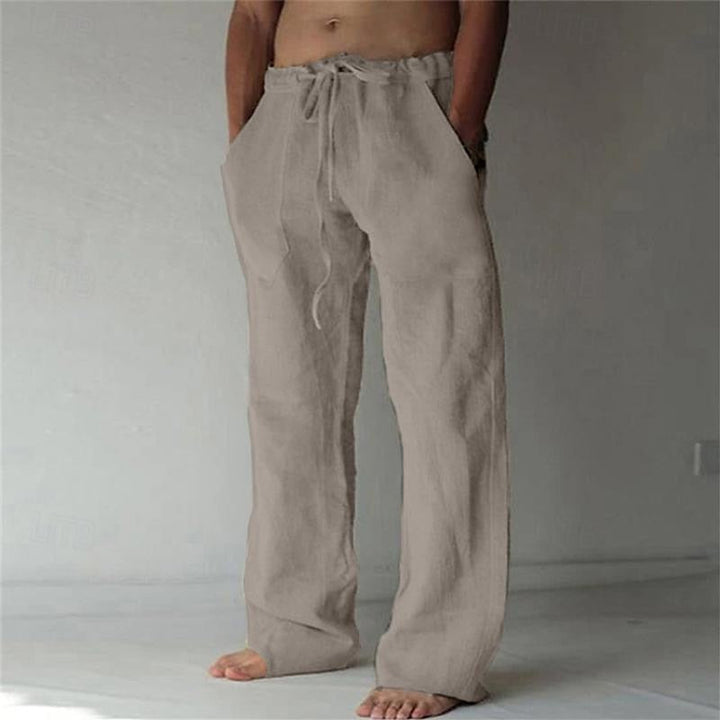 Men's Loose-Fit Wide-Leg Linen Trousers