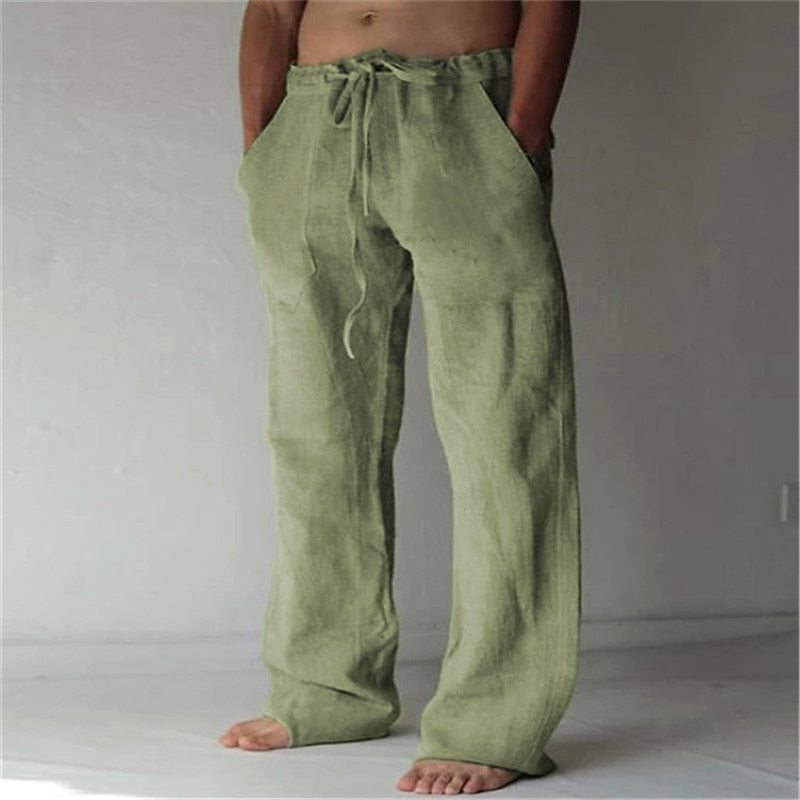 Men's Loose-Fit Wide-Leg Linen Trousers