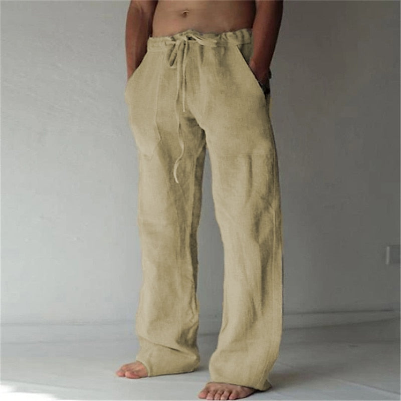 Men's Loose-Fit Wide-Leg Linen Trousers