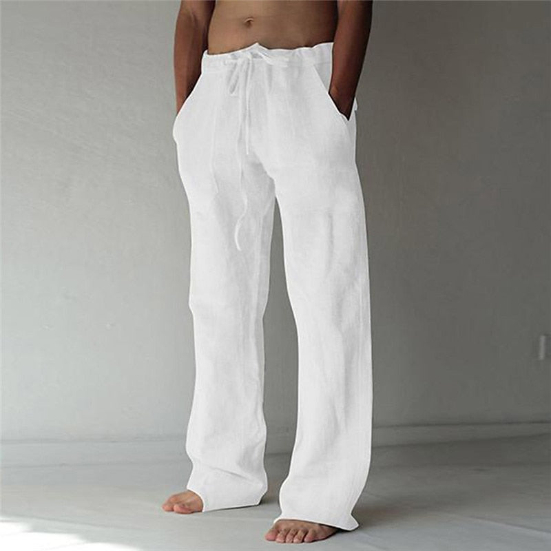 Men's Loose-Fit Wide-Leg Linen Trousers