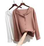 Women's Silk Blouse Long Sleeve Smart Office Shirt