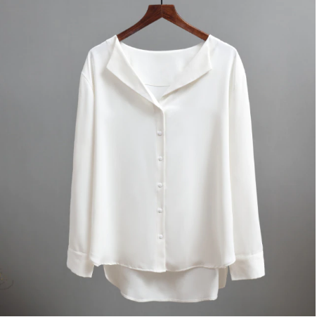 Women's Silk Blouse Long Sleeve Smart Office Shirt