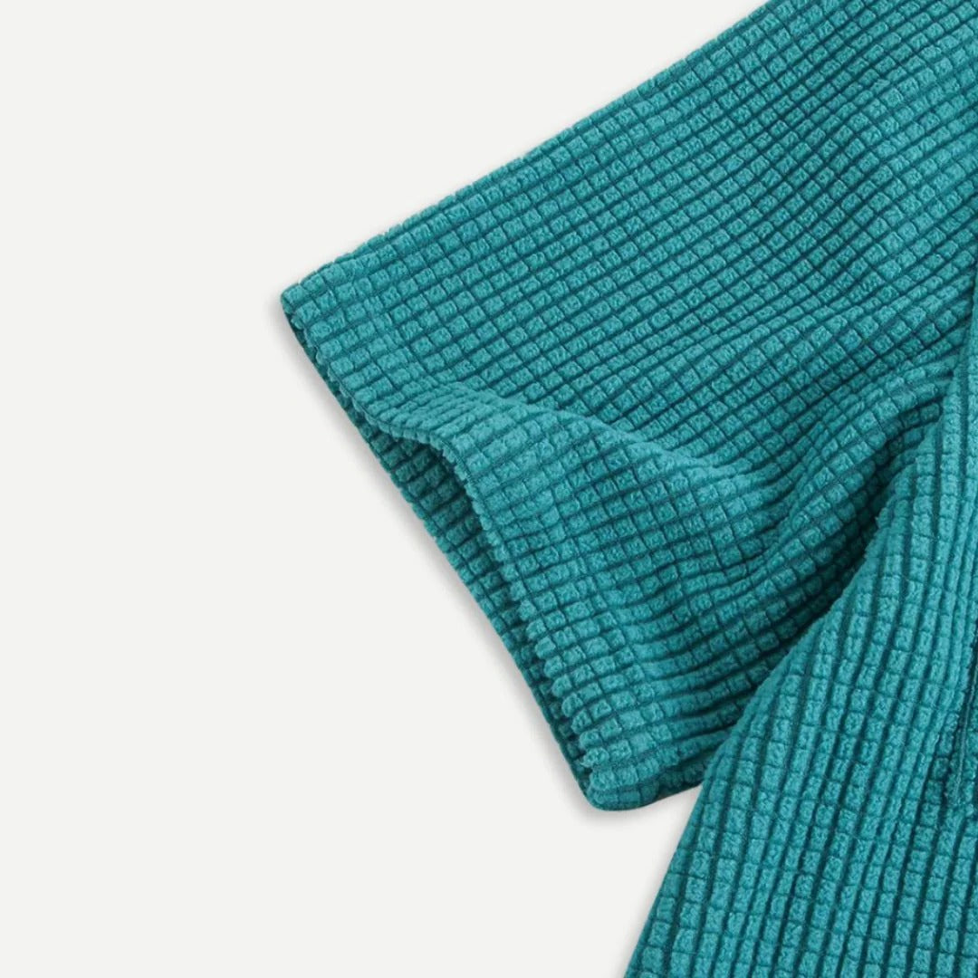 Men's Knit Short Sleeve Shirt Button Down Casual Camp Collar