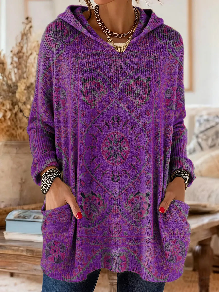 Women’s Fleece Hooded Jumper Knit Pullover Top