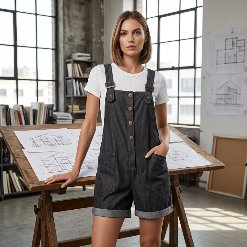 Women's Denim Shorts Romper Overalls Dungarees