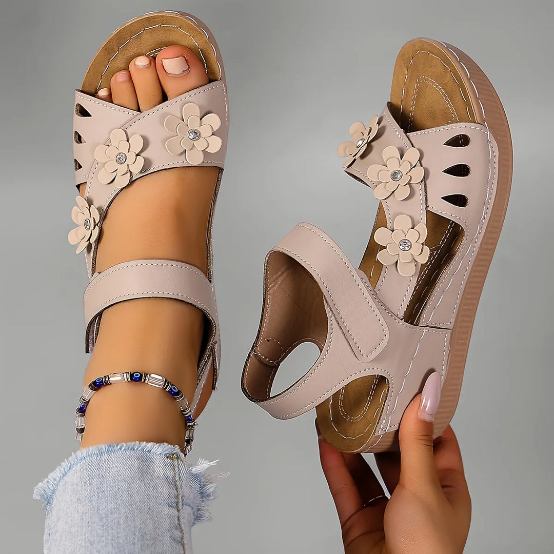 Women's Leather Platform Casual Comfort Wedge Sandals