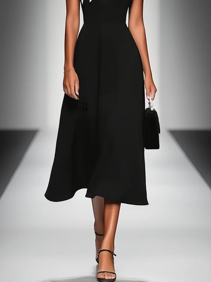 Robe midi en maille, coupe trapèze et encolure carrée pour femme