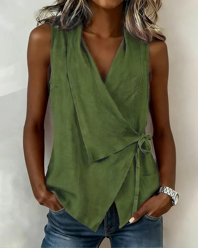 Women's Linen Wrap Top Vest