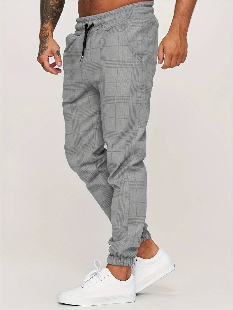 Men's Fleece Joggers Plaid Checkered Sweatpants