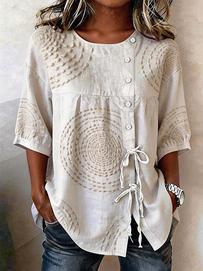 Women’s Linen Embroidered Blouse Top