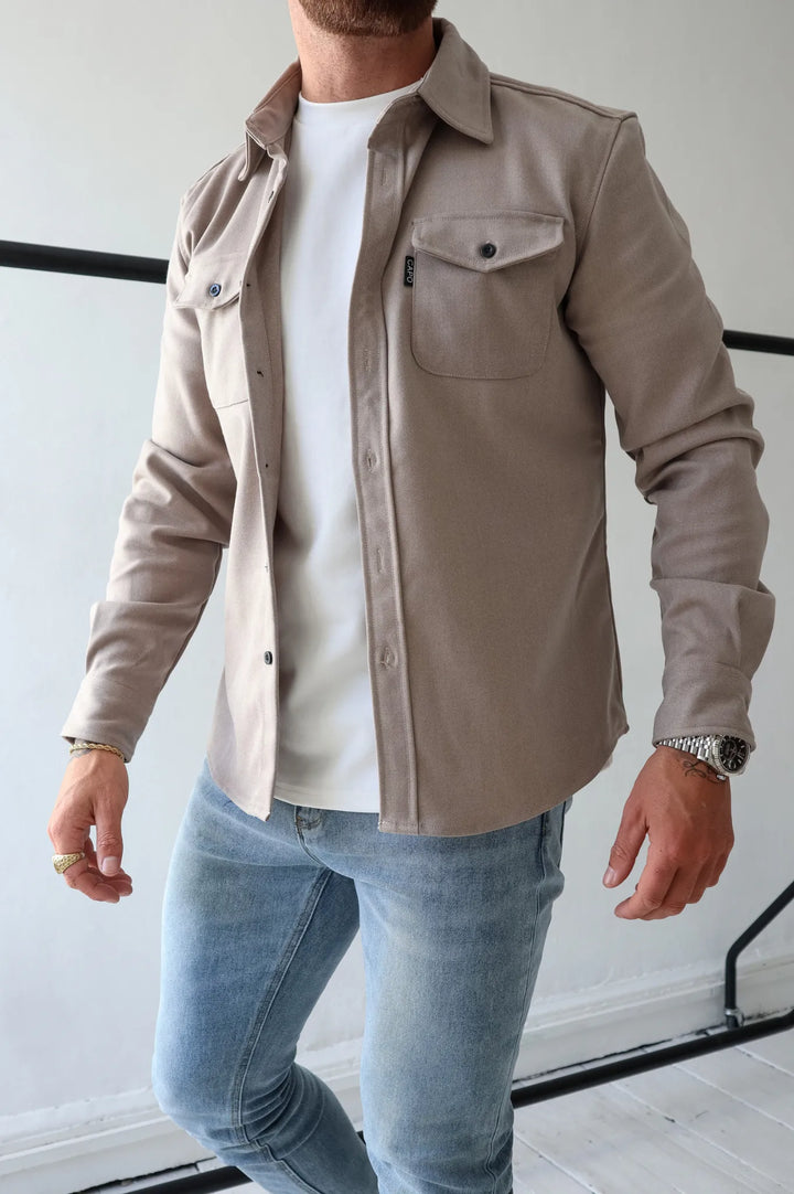 Men's Wool Blend Overshirt Heavyweight Flannel Jacket