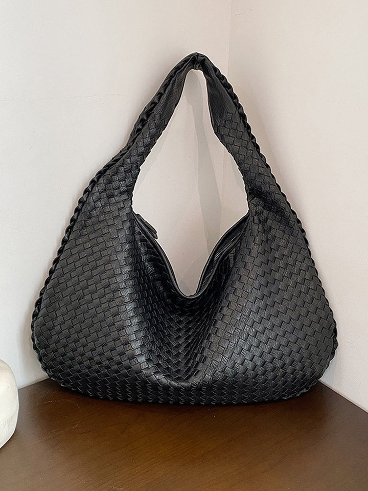 Women Woven Leather Hobo Bag Knot Shoulder Purse