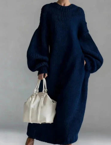 Women's Oversized Acrylic Knit Sweater Maxi Dress
