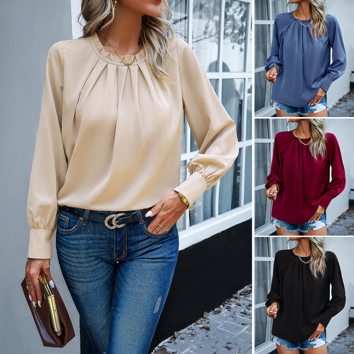 Women's Blouse Satin Long Sleeve Top