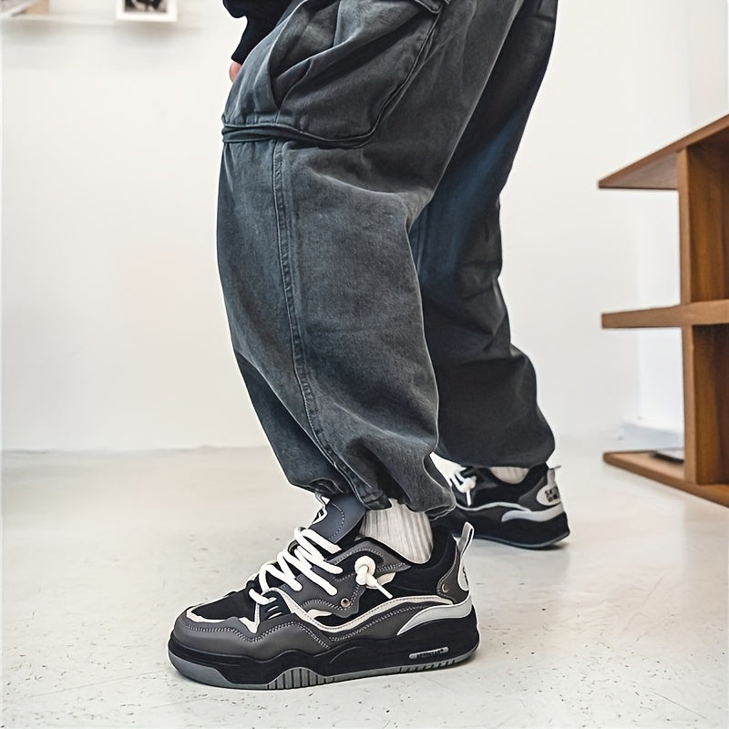 Men's Leather Skate Shoes Chunky Low Top Trainers