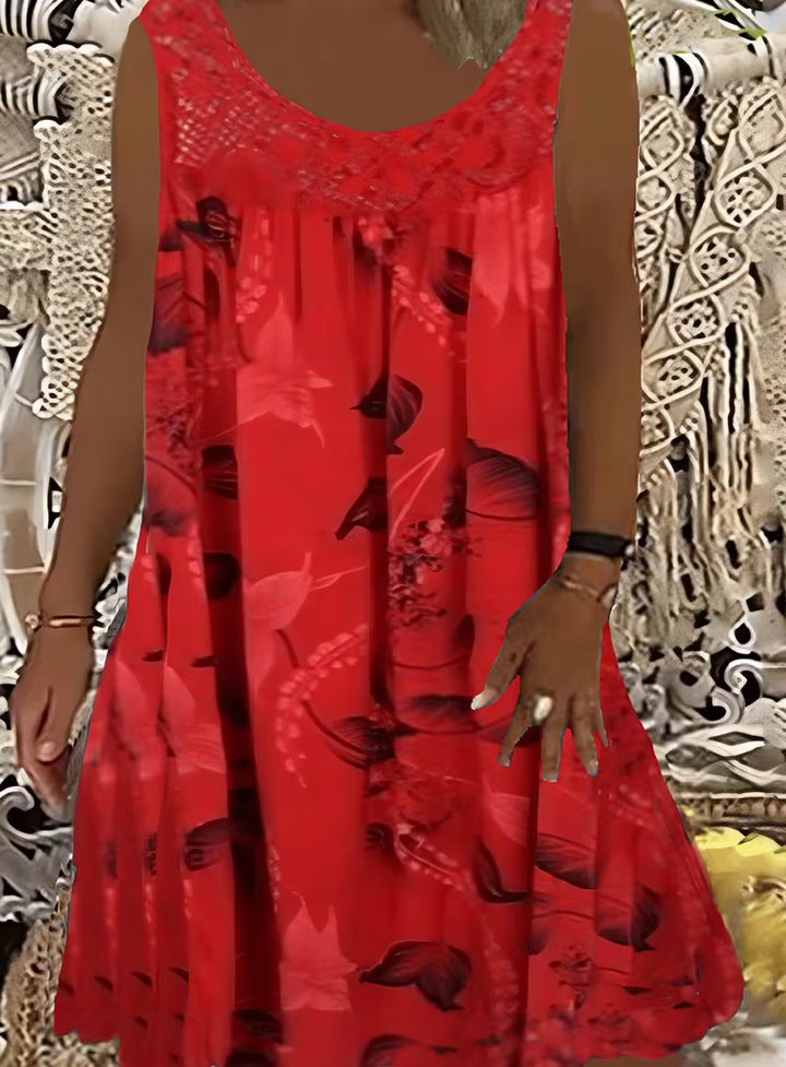 Women's Linen Sleeveless Casual Floral Print Beach Dress