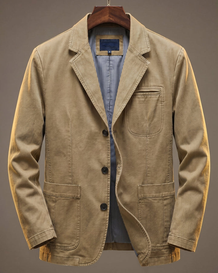 Men's Denim and Wool-Mix Blazer Jacket