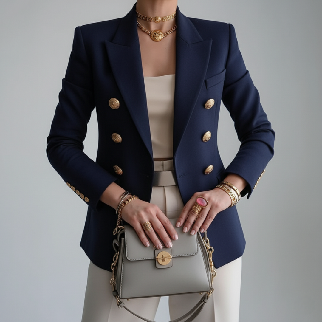 Women's Wool Mix Double Breasted Blazer Formal Jacket