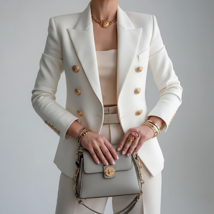 Women's Wool Mix Double Breasted Blazer Formal Jacket