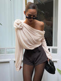 Women's Chiffon Blouse Off-Shoulder Long Sleeve Top