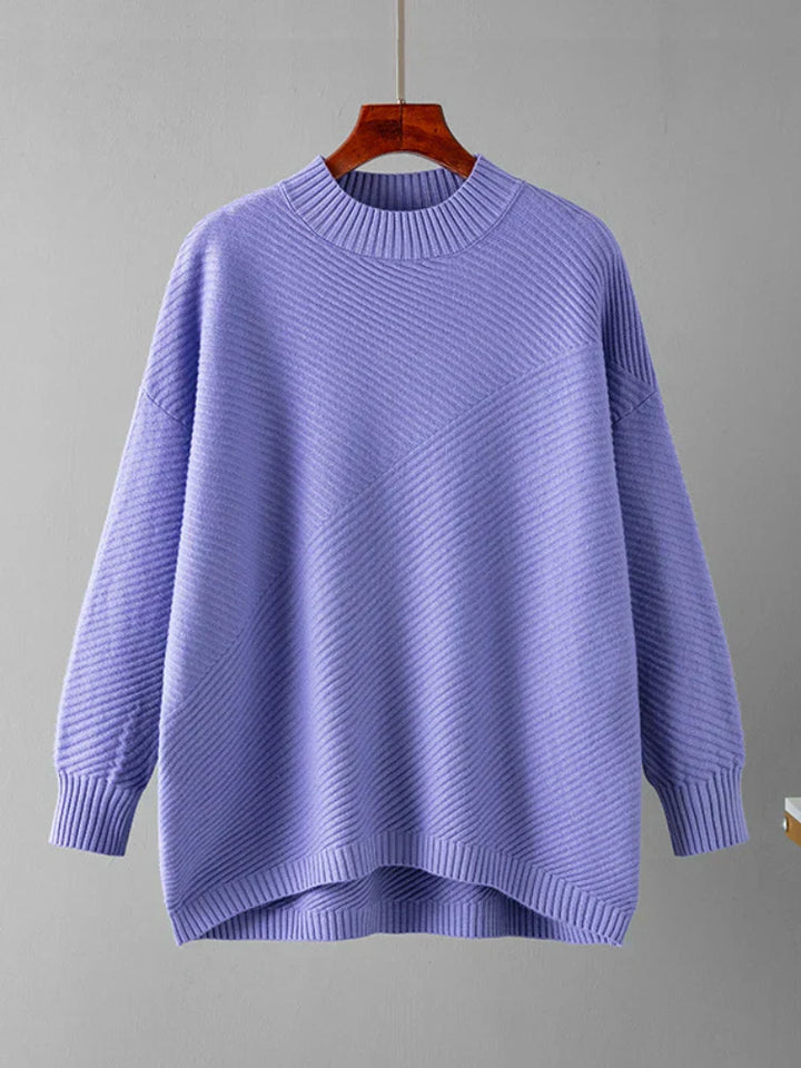 Damski sweter z dzianiny z wełny merino z półgolfem, oversize