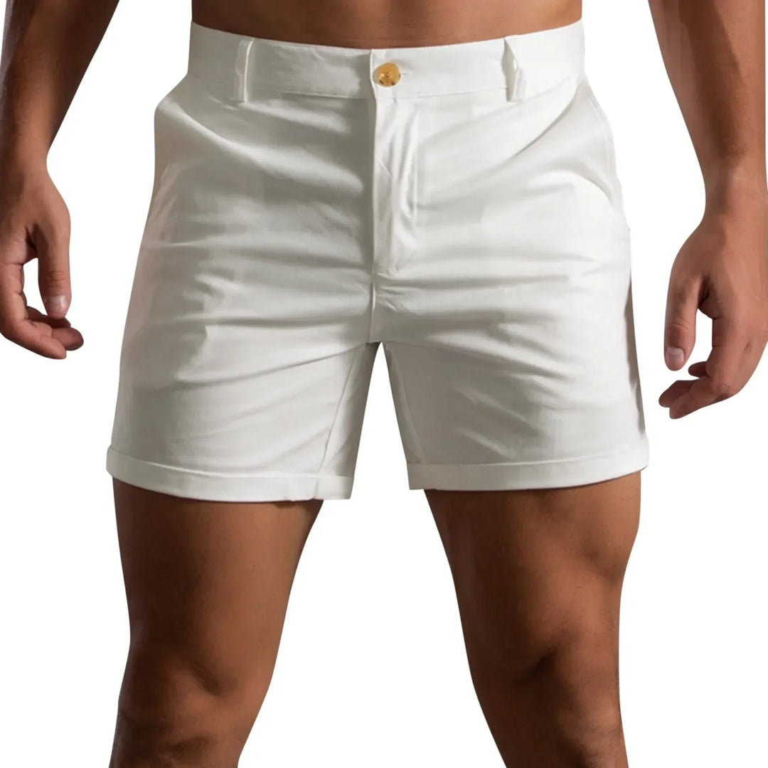 Men's Linen Chino Shorts Slim Fit Golf Casual