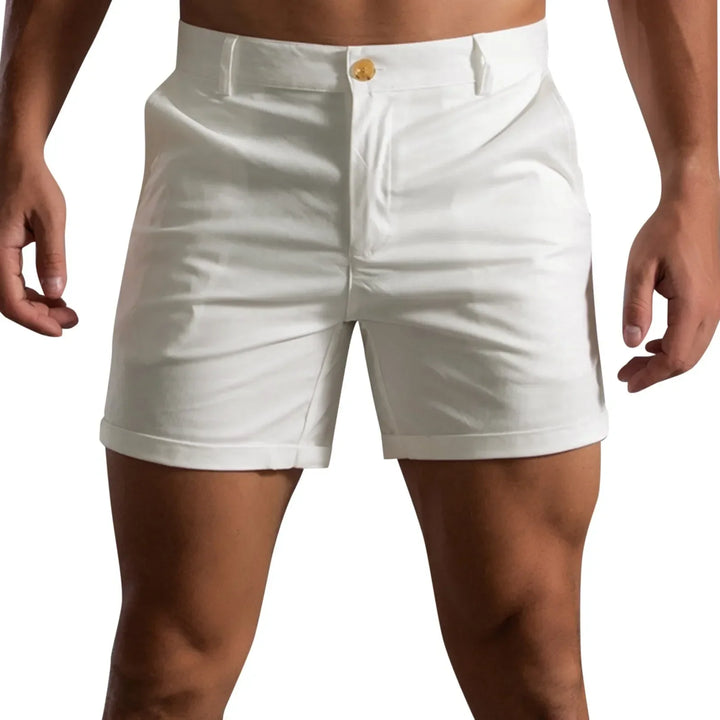 Men's Linen Chino Shorts Slim Fit Golf Casual