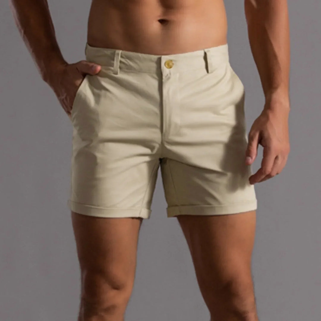 Men's Linen Chino Shorts Slim Fit Golf Casual