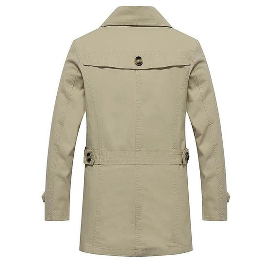 Men's Wool Blend Trench Coat Slim Fit Mid Length Overcoat