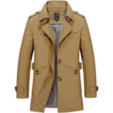 Men's Wool Blend Trench Coat Slim Fit Mid Length Overcoat