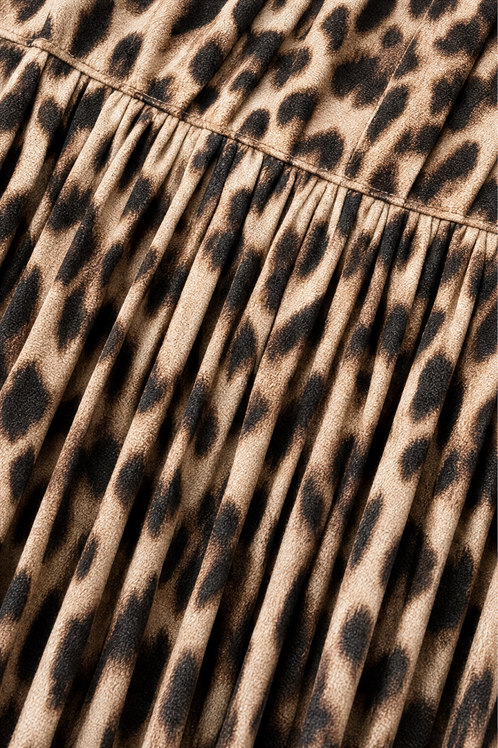 Dámské šifonové maxi šaty s leopardím vzorem