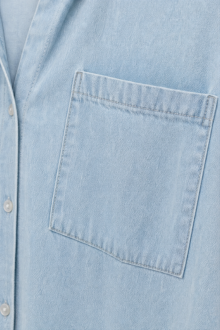 Chemise en jean pour femme, blouse oversize en lin, tunique décontractée